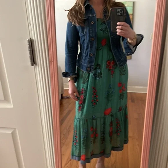 THML Magdalena Green Floral Print Midi Dress small - Picture 2 of 16